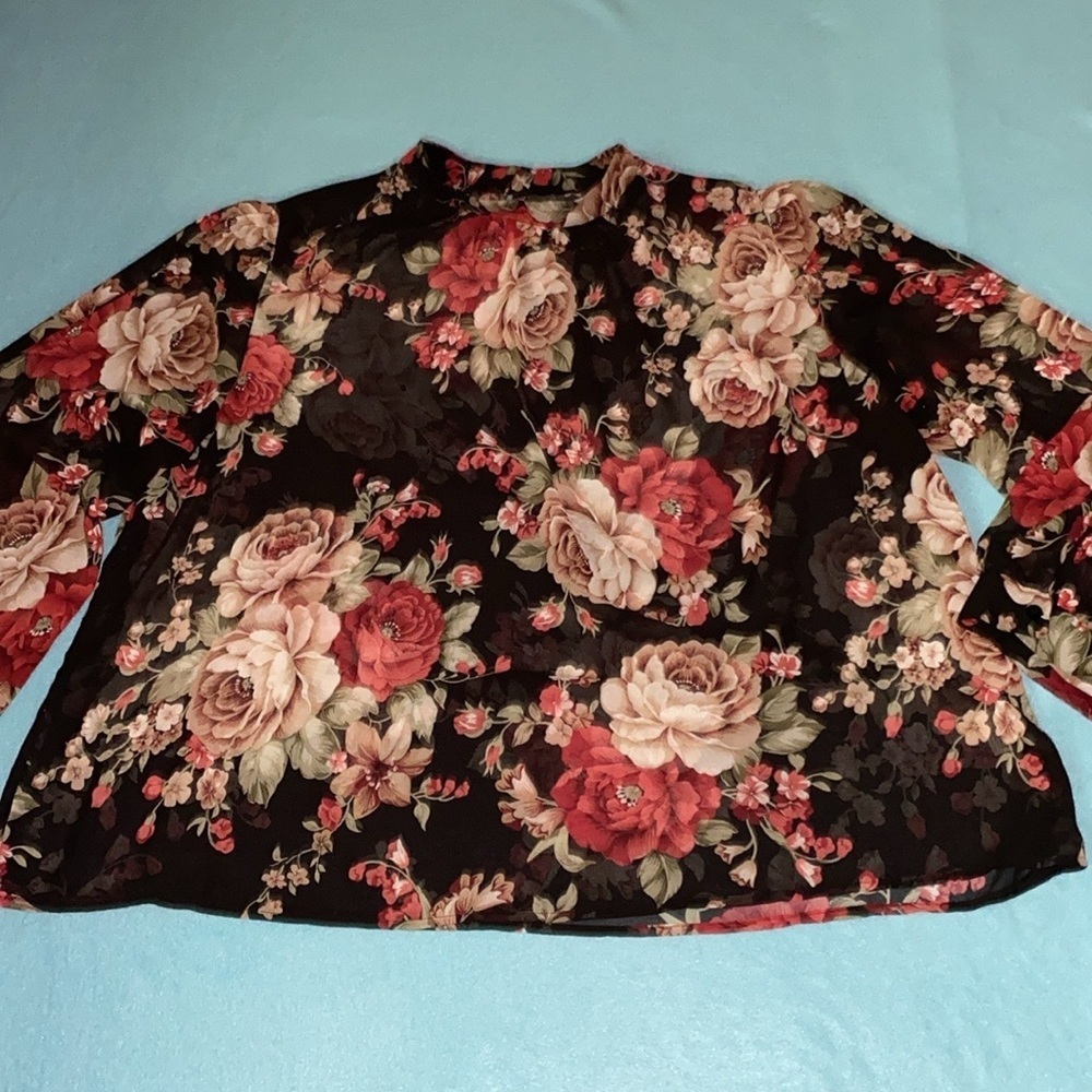SHEIN Curve mock neck floral sheer long sleeve pullover flowy NEW size 4X